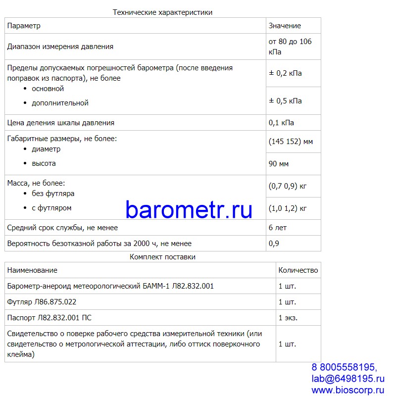 Барометр БАММ-1 анероид Барометр БАММ-1 анероид